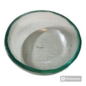 I Turgla Clear Antique Aqua Frosting Green 8oz. Round Glass Bowl